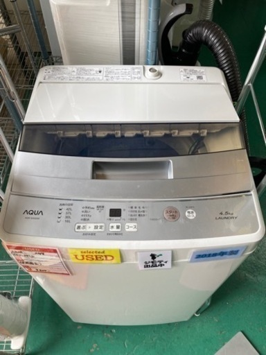 A1360 AQUA洗濯機　AQW-S45G  2018年製　4.5kg