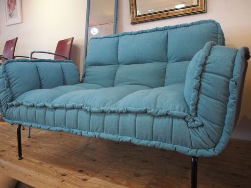 【中古品】Francfranc　ピソラ　コンパクト　ソファベッド　ターコイズ