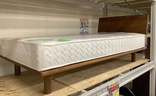 ベッド シングルサイズ マットレス付き 木目ブラウン【ユーズドユーズ名古屋天白店】 J1550
