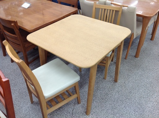 ダイニング３点セット ナチュラルカラー 座面合皮【9659800】