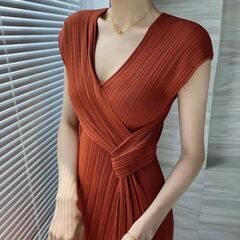 新品A143-2カシュクールニットワンピースノースリップワンピー...