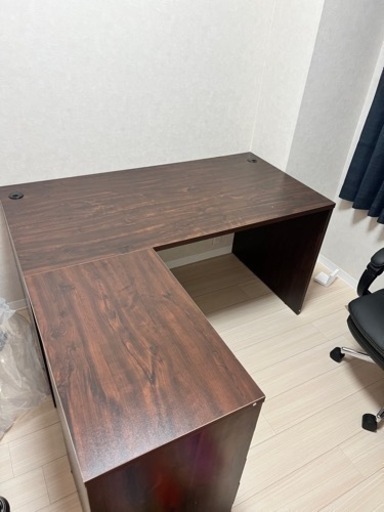 ワークデスク L字型 3段 サイドチェスト