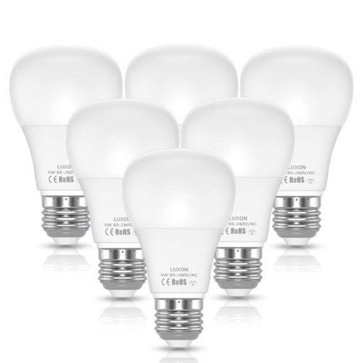 【新品6個】LED電球 50W相当形電球 E26 2700k （5W）