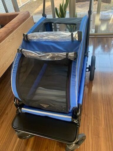 エアバギーキャリッジ　大型犬用　台車ルーフセット　ブルー