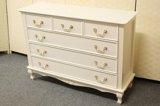 フレンチカントリー 白家具 サイドボード チェスト 姫系 姫家具 エレガント   中古家具 店頭引取歓迎 R5273)