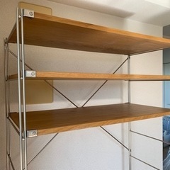 無印良品　ステンレスユニットシェルフ・オーク材棚セット・ワイド・大　幅85＊奥行41＊高さ175.5cmの画像