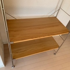 無印良品　ステンレスユニットシェルフ・オーク材棚セット・ワイド・大　幅85＊奥行41＊高さ175.5cmの画像