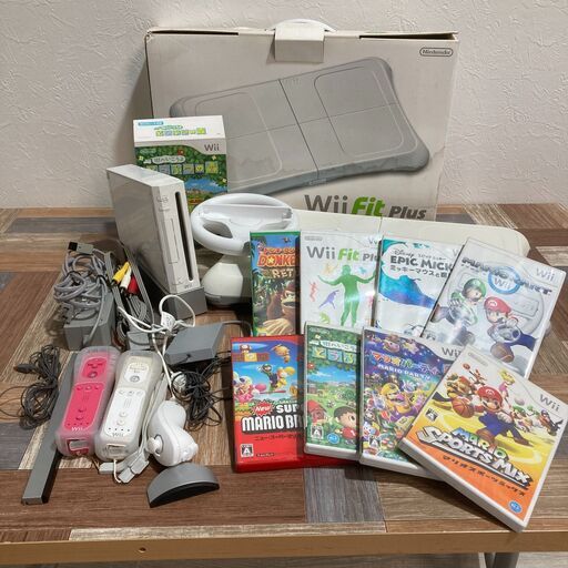 ニンテンドー Wii ゲーム機本体 Wii fit ハンドル ソフト 9本 まとめて (マリオカート マリオパーティ) Nintendo 任天堂