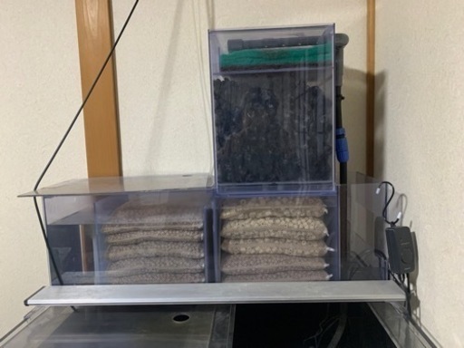 アクリル水槽　横90cm 奥行60cm 高さ45cm 特注上部フィルター　そのセット　引き取り限定