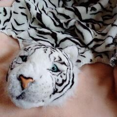 新品　ホワイトタイガー　リアルフェイス　ラグの画像