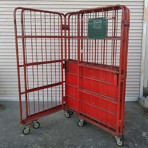 状態良好 スチール製カゴ台車 サイズ約W1100×D800×H1650mm 4輪自在1輪ストッパー付 2台在庫あり 手渡し希望/自社配