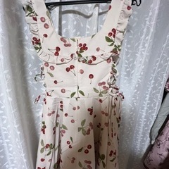 ✨Secret Honey✨ チェリー柄サイドレースアップジャンパードレスの画像