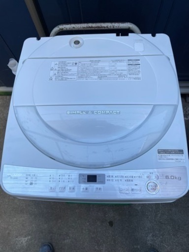 シャープ SHARP ES-GE6B-W 全自動洗濯機(6.0kg) 2018年