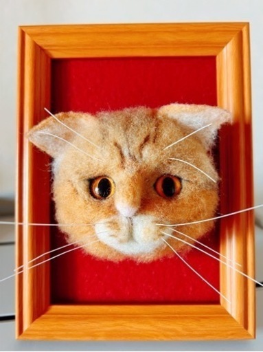 羊毛フェルトフレーム猫