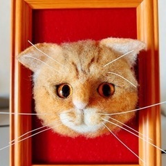羊毛フェルトフレーム猫