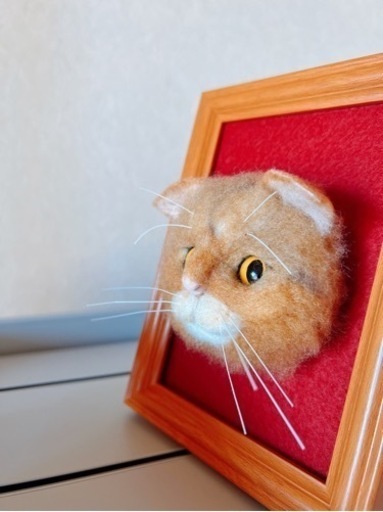 羊毛フェルトフレーム猫