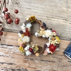 ハートのリース　花や資材材料の画像