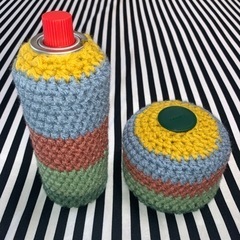 【手作り】ガスボンベ用ニットケース ODとCB缶用　2枚　カラフル系