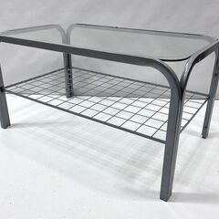 お買い得！ガラステーブル スチール枠 ローテーブル 幅73×奥行...
