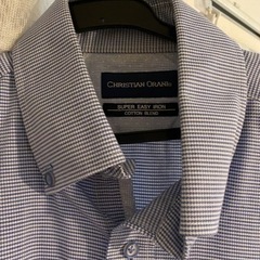 ワイシャツ　メンズ　青　チェックの画像