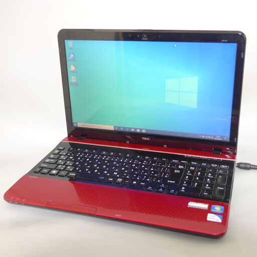 新品高速SSD Wi-Fi有 レッド ノートパソコン 15.6型 NEC PC-LS150HS6R 中古良品 Pentium 4GB DVDRW 無線 webカメラ Win10 Office