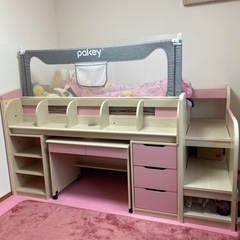 システムベッド　ピンク　マットレス付き　の画像