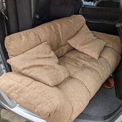 二人用　リクライニングソファ クッション2個付きの画像
