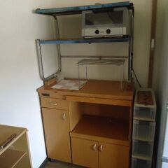 IKEA ダイニングセット　テーブル+椅子3脚　キッチンキャビネット+オーブントースター　全てまとめての画像