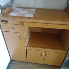 IKEA ダイニングセット　テーブル+椅子3脚　キッチンキャビネット+オーブントースター　全てまとめての画像