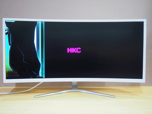 【苫小牧バナナ】HKC NB34C ゲーミングモニター 34型ウルトラ ノングレア 画面割れあり 現状品