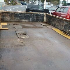 H27　キャンター　2トン積み全低床ロング総重量5トン未満　デュオニックAT　トリイ延長加工　Ｒ6年自動車税込 荷台・床修理代ボデー塗装代込み　13718の画像