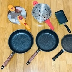 【至急の募集！！】フライパン　玉子焼き器　圧力鍋　5点セットの画像