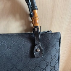 グッチ GUCCI 112530 バンブー トートバッグ GG柄 キャンバス 黒 ブラック