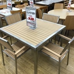 KN-80【ご来店頂ける方限定】ステンレス　ガーデンテーブル5点セット
