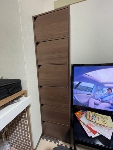 アイリスオーヤマ カラーボックス 収納ボックス 本棚 6段 扉付き 幅36.6×奥行29×高さ144.6cm ウォールナットブラウン モジュールボックス MDB-6D