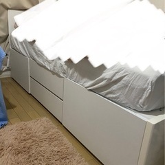 ニトリ　収納付きシングルベッド　ホワイト