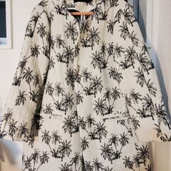 ZARA Women's フロックコート 白 パームツリー柄 L...