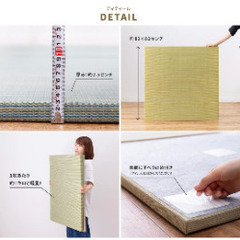 置き畳 縁なし 滑り止め付き  (約82×82×2.5cm,グリ...
