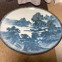 【値下げ】有田焼　40cm山水大皿　華山窯