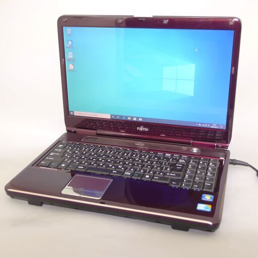 大容量HDD-500GB Wi-Fi有 あずき色 紫 ノートパソコン 15.6型 FUJITSU 富士通 NF/G50 中古良品 Core i3 4GB DVDRW 無線 Win10 Office
