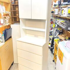 近隣送料無料★隈木工所 カップボード 鏡面仕上げ 幅60cm 食器棚 キッチンボード 白 ホワイト コンパクト 薄型★買取帝国 志木店