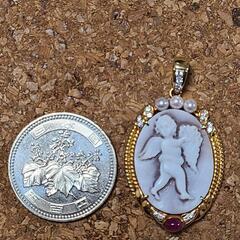 18K カメオのネックレストップの画像