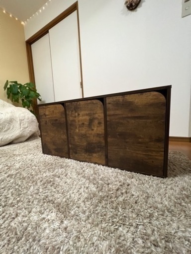 中古品、収納ボックス、扉付き、アンティーク調、茶色