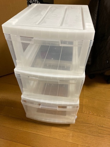 深型ストッカー3段　キャスター付き　２個セット