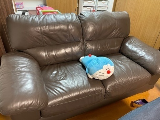 2人掛け本革ソファ⭐︎ニトリ⭐︎4年前購入⭐︎ブラウン