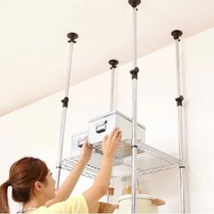 【美品】[25mm] ルミナススリム 突っ張りラック スチールラック 幅60 奥行46 高さ280 5段 幅65×奥行50×高さ215.5〜280cm MMH60-5Tの画像