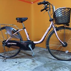 《レンタサイクル店使用　自転車整備士整備済み！》NO.122中古車　26インチ　Panasonic　電動アシスト車　ピンク　バッテリー新品8.9ah