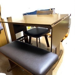 伸長式 ダイニングテーブルセット 4点セット