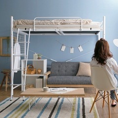 （8/16土〜17日にお届けできます）白宮付き二段梁ロフトベッド 8/16土〜17日にお届けできます）白宮付き二段梁