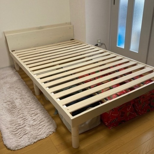 宮&2口コンセント付き すのこベッドフレーム セミダブル